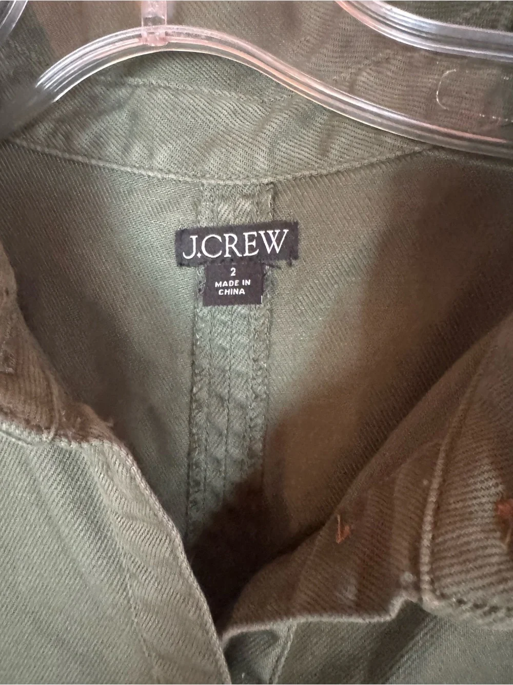 J. Crew Washed Olive Green Denim Short Sleeve Button-Front Mini Dress